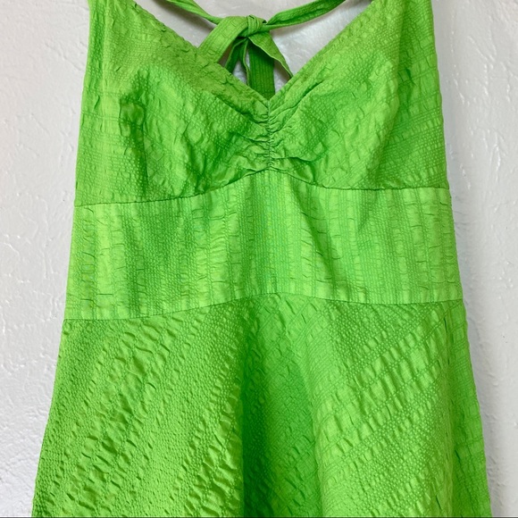 J CREW Green Halter Dress Cotton Sun Dress Size 4 Fit & Flare vacation wedding - Picture 3 of 9